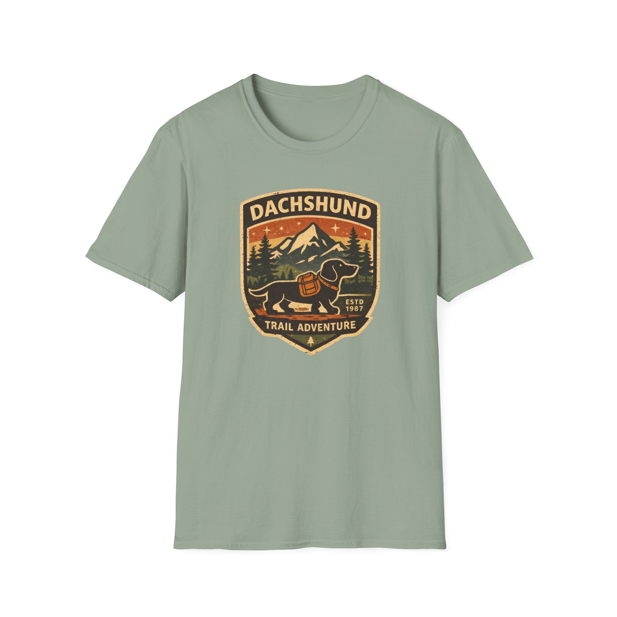 Dachshund Trail Adventure T-Shirt — Retro Outdoor Hiking Dog Design