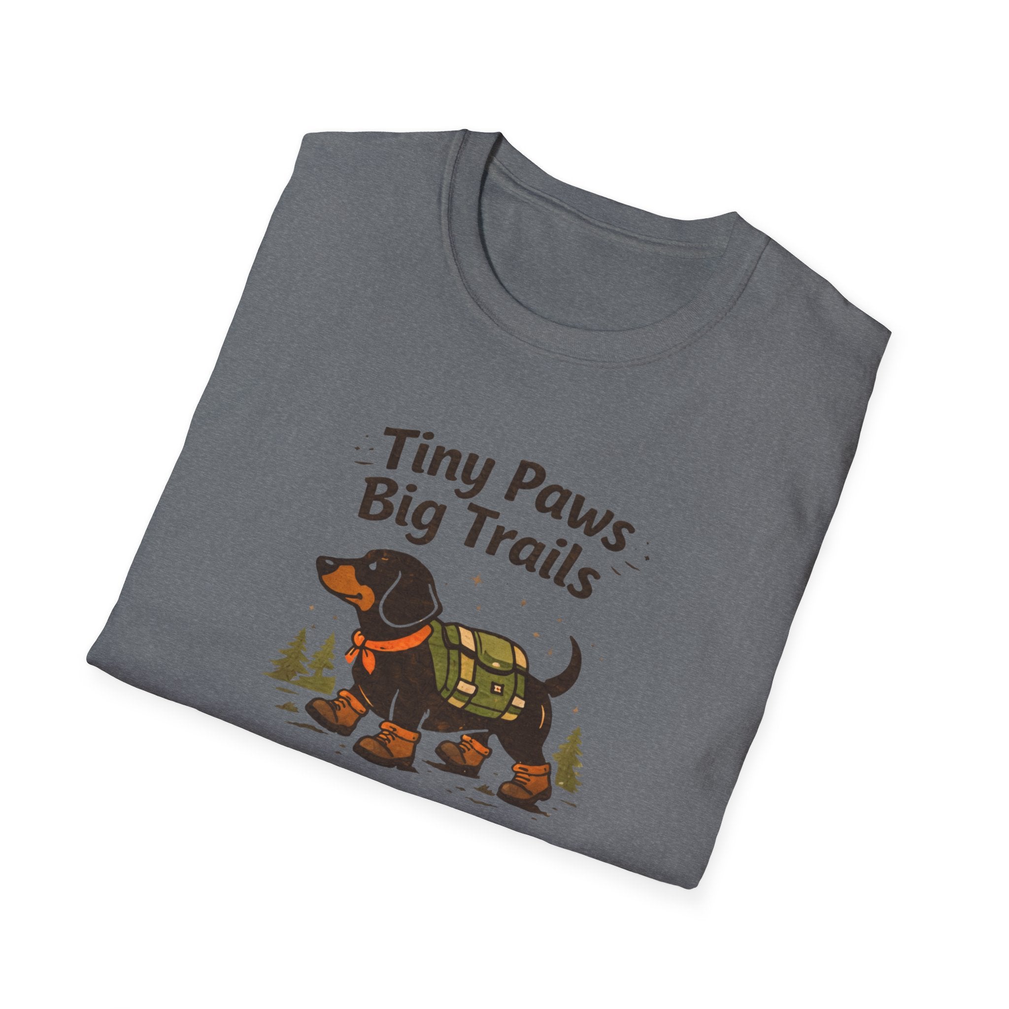 Dachshund Hiking T-Shirt — "Tiny Paws Big Trails" Cute Outdoors Dog Tee
