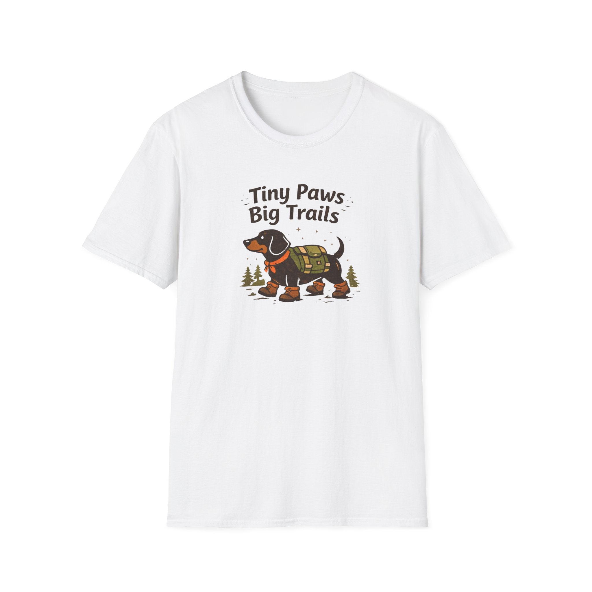 Dachshund Hiking T-Shirt — "Tiny Paws Big Trails" Cute Outdoors Dog Tee