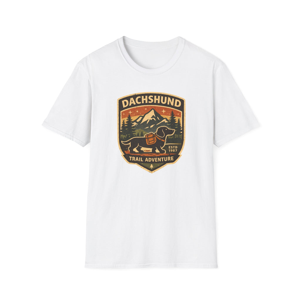 Dachshund Trail Adventure T-Shirt — Retro Outdoor Hiking Dog Design