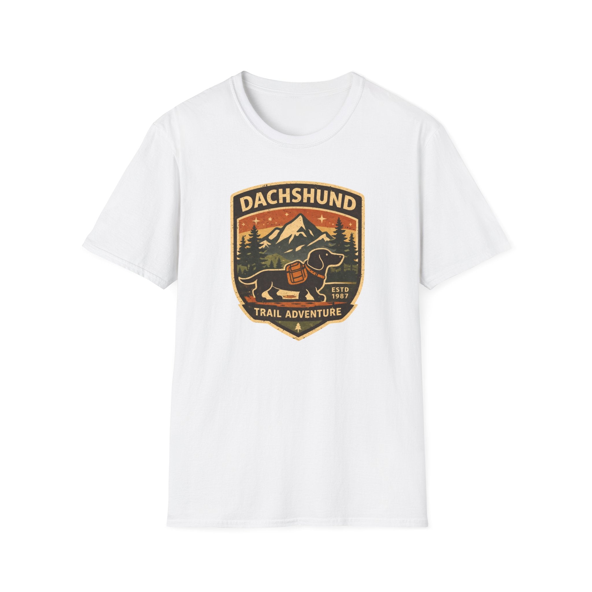 Dachshund Trail Adventure T-Shirt — Retro Outdoor Hiking Dog Design