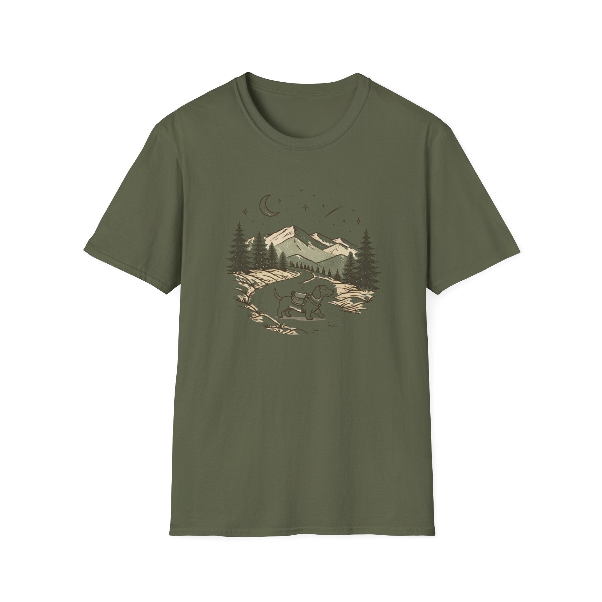 Bear Night Mountain T-Shirt — Scenic Camping Adventure Tee