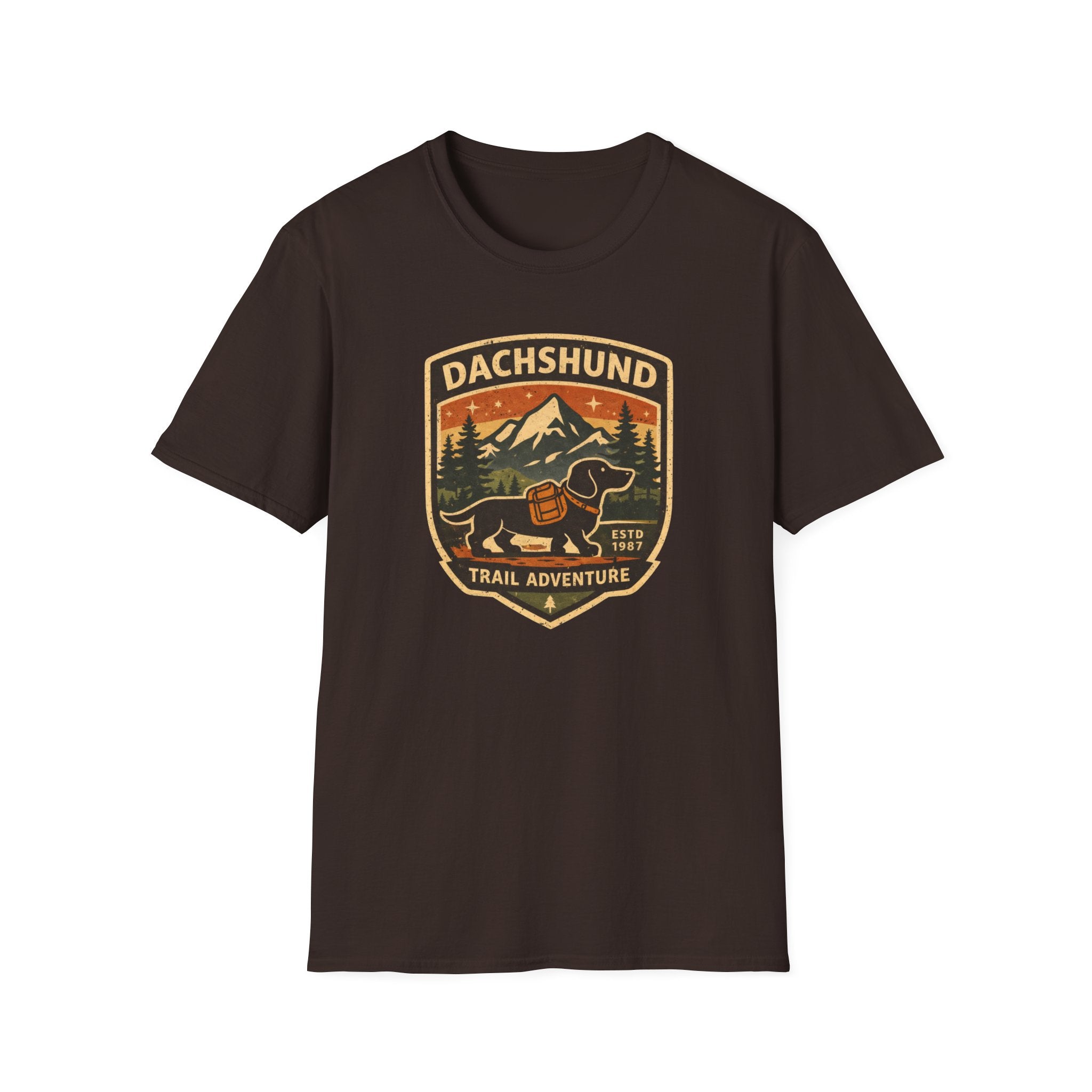 Dachshund Trail Adventure T-Shirt — Retro Outdoor Hiking Dog Design