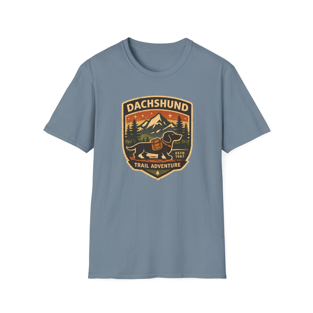Dachshund Trail Adventure T-Shirt — Retro Outdoor Hiking Dog Design