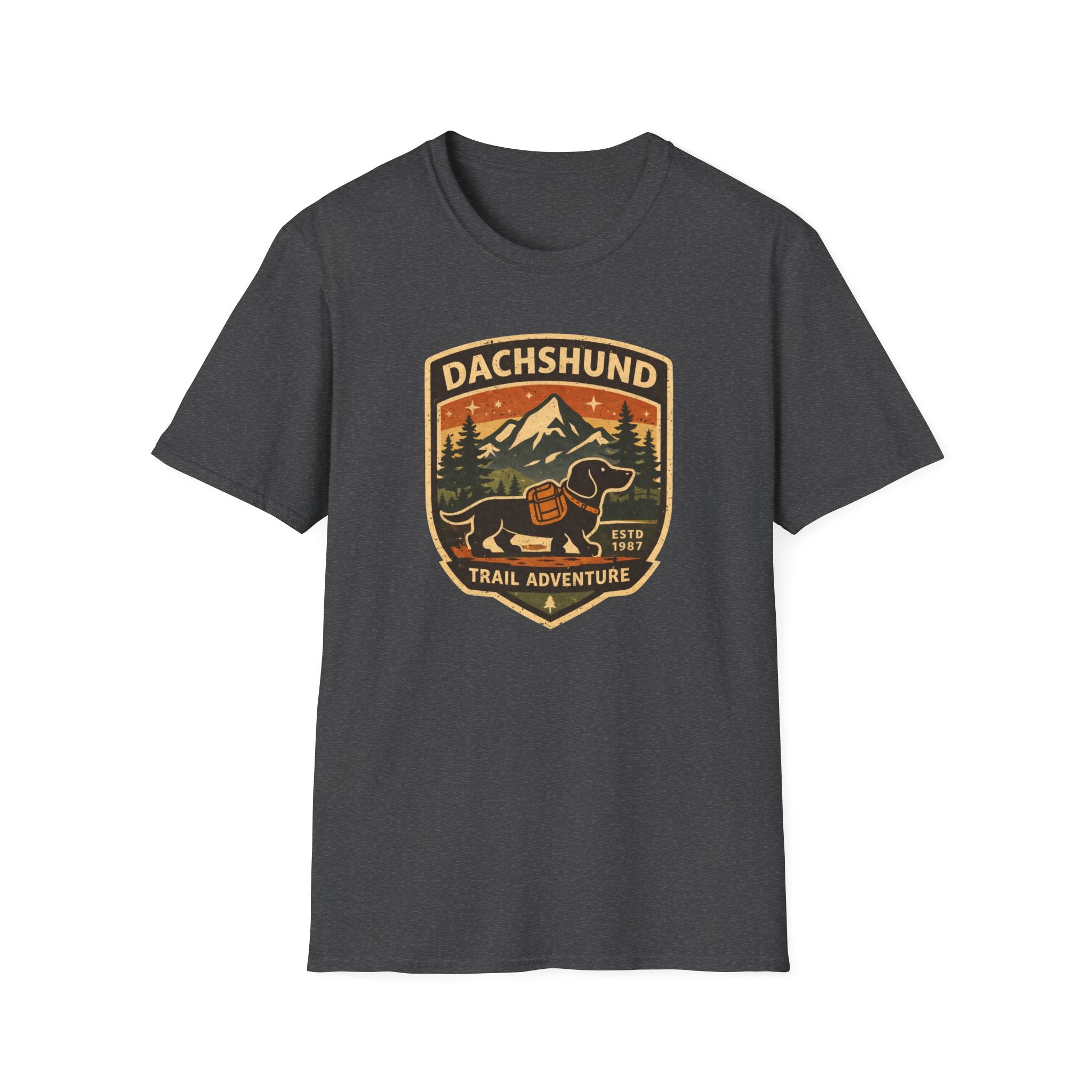 Dachshund Trail Adventure T-Shirt — Retro Outdoor Hiking Dog Design
