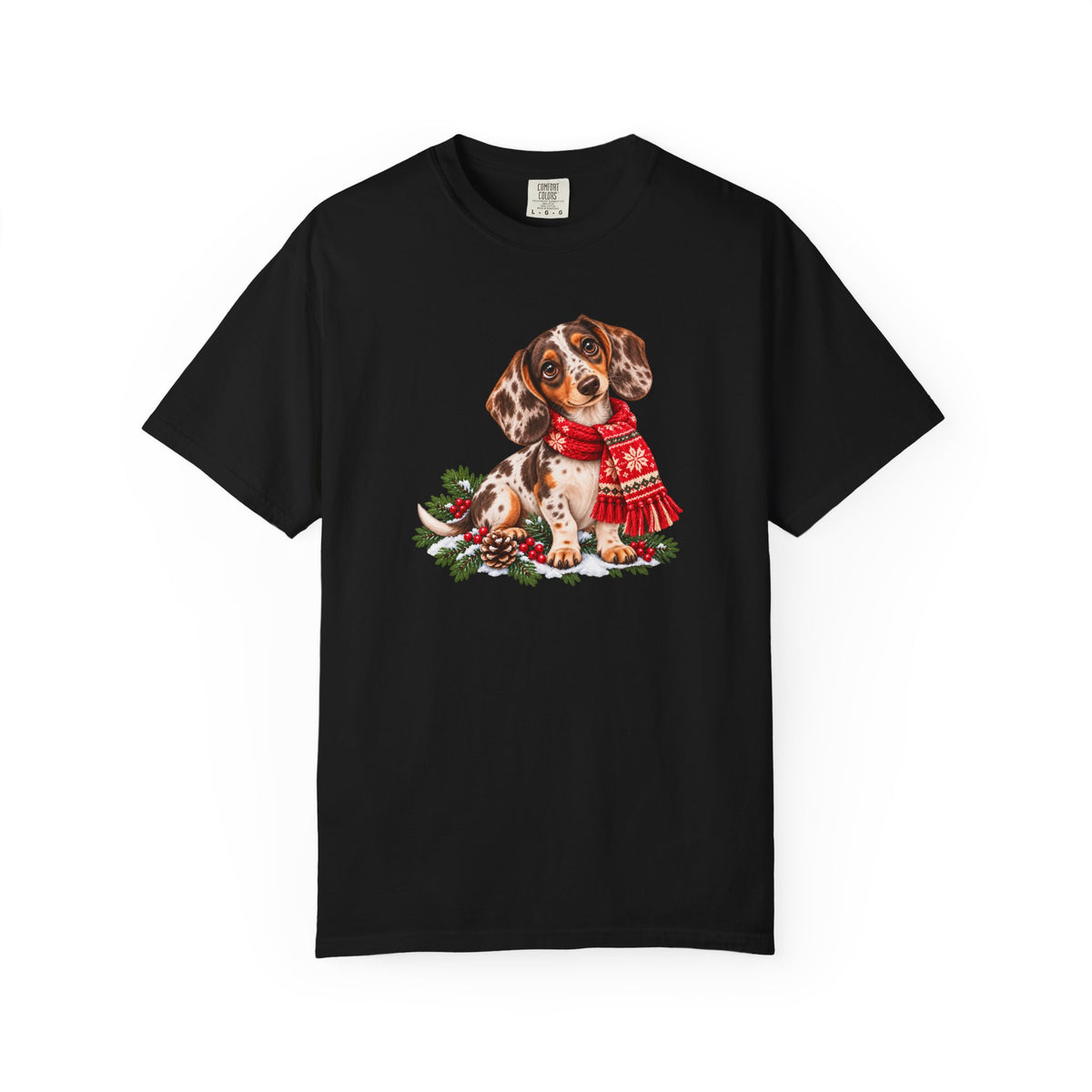 Chocolate Dapple Dachshund Christmas Scarf T-Shirt