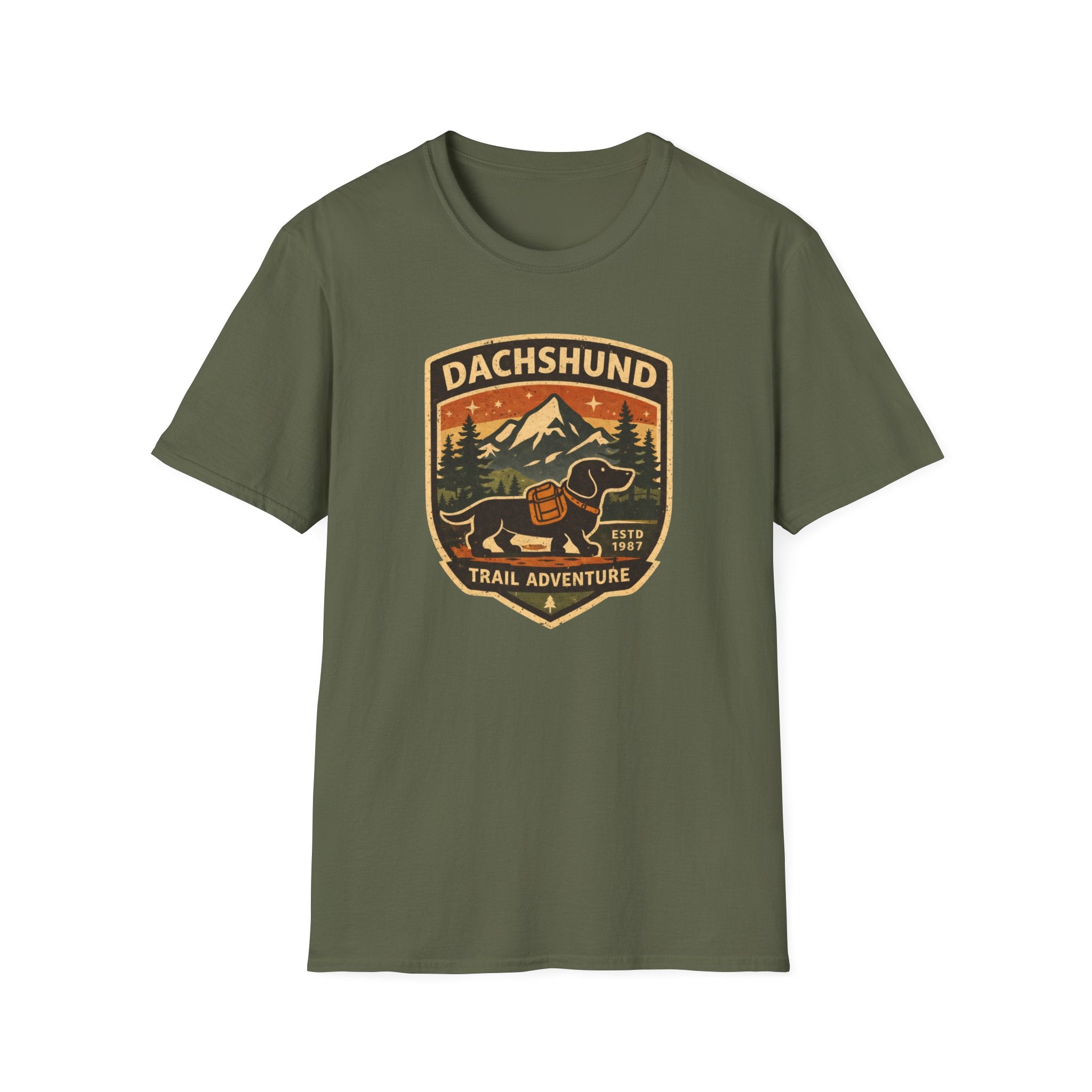 Dachshund Trail Adventure T-Shirt — Retro Outdoor Hiking Dog Design