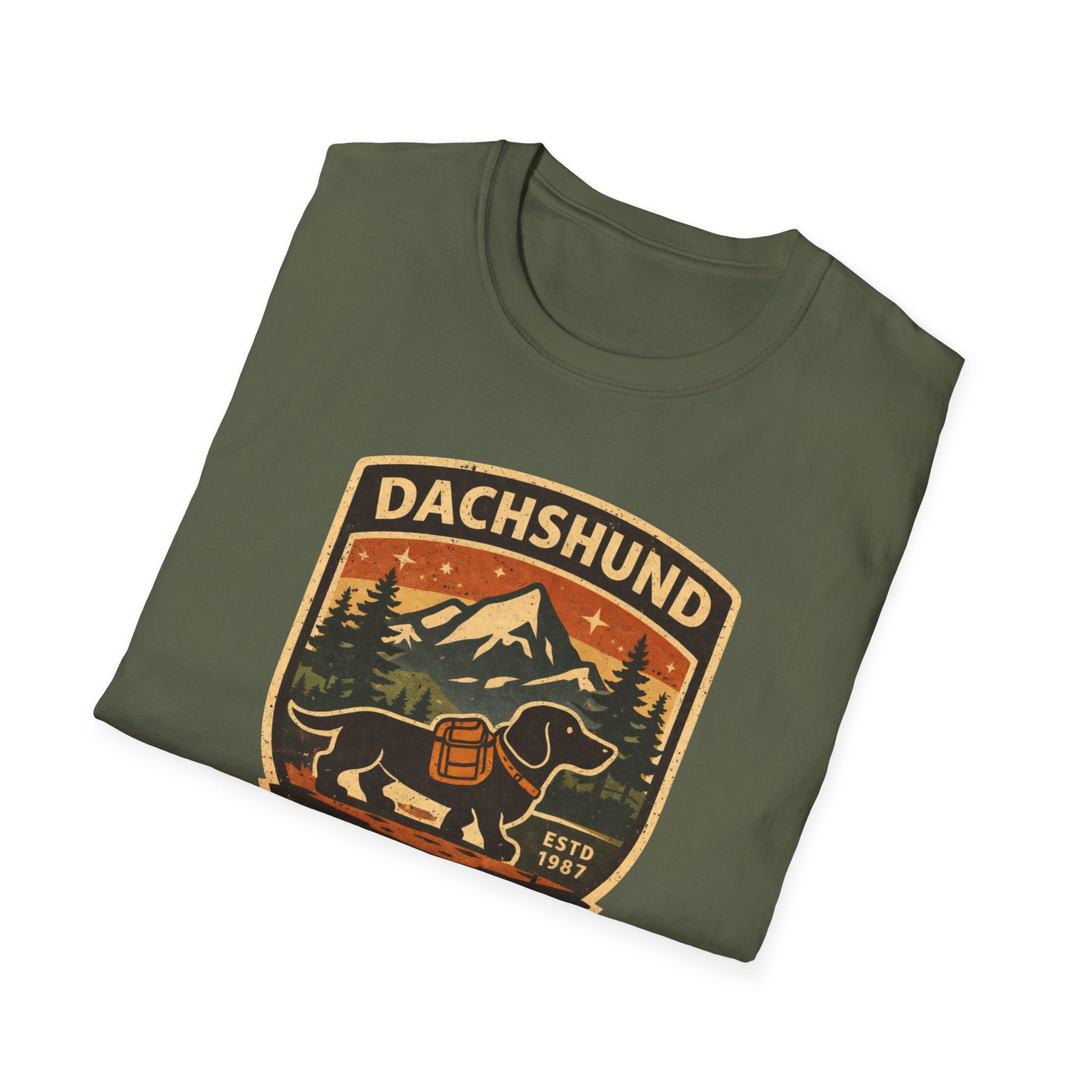 Dachshund Trail Adventure T-Shirt — Retro Outdoor Hiking Dog Design