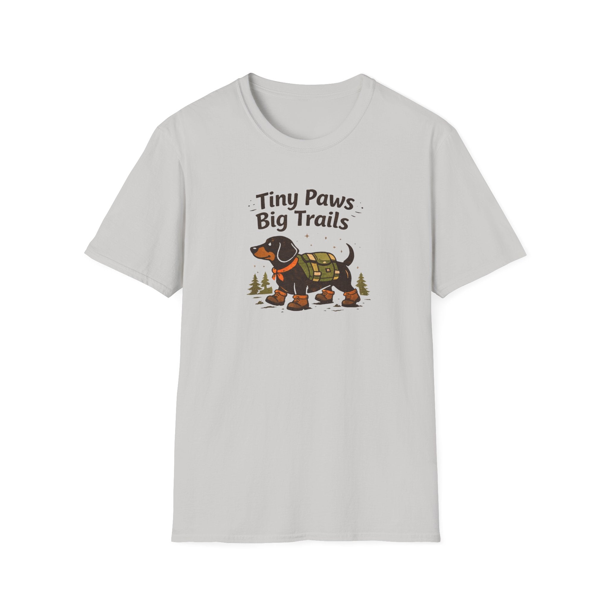 Dachshund Hiking T-Shirt — "Tiny Paws Big Trails" Cute Outdoors Dog Tee