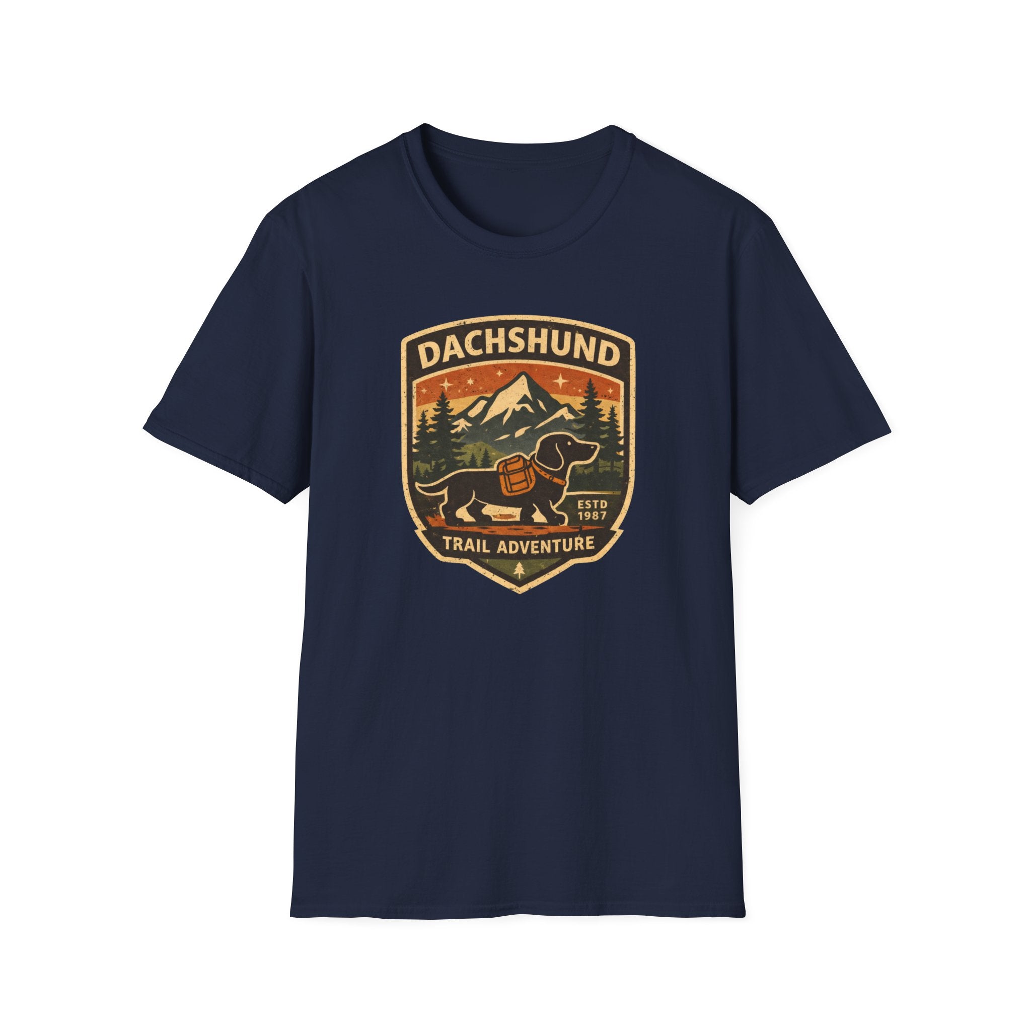 Dachshund Trail Adventure T-Shirt — Retro Outdoor Hiking Dog Design