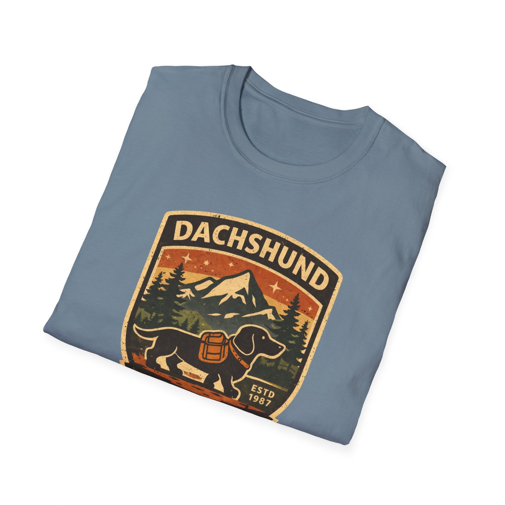 Dachshund Trail Adventure T-Shirt — Retro Outdoor Hiking Dog Design
