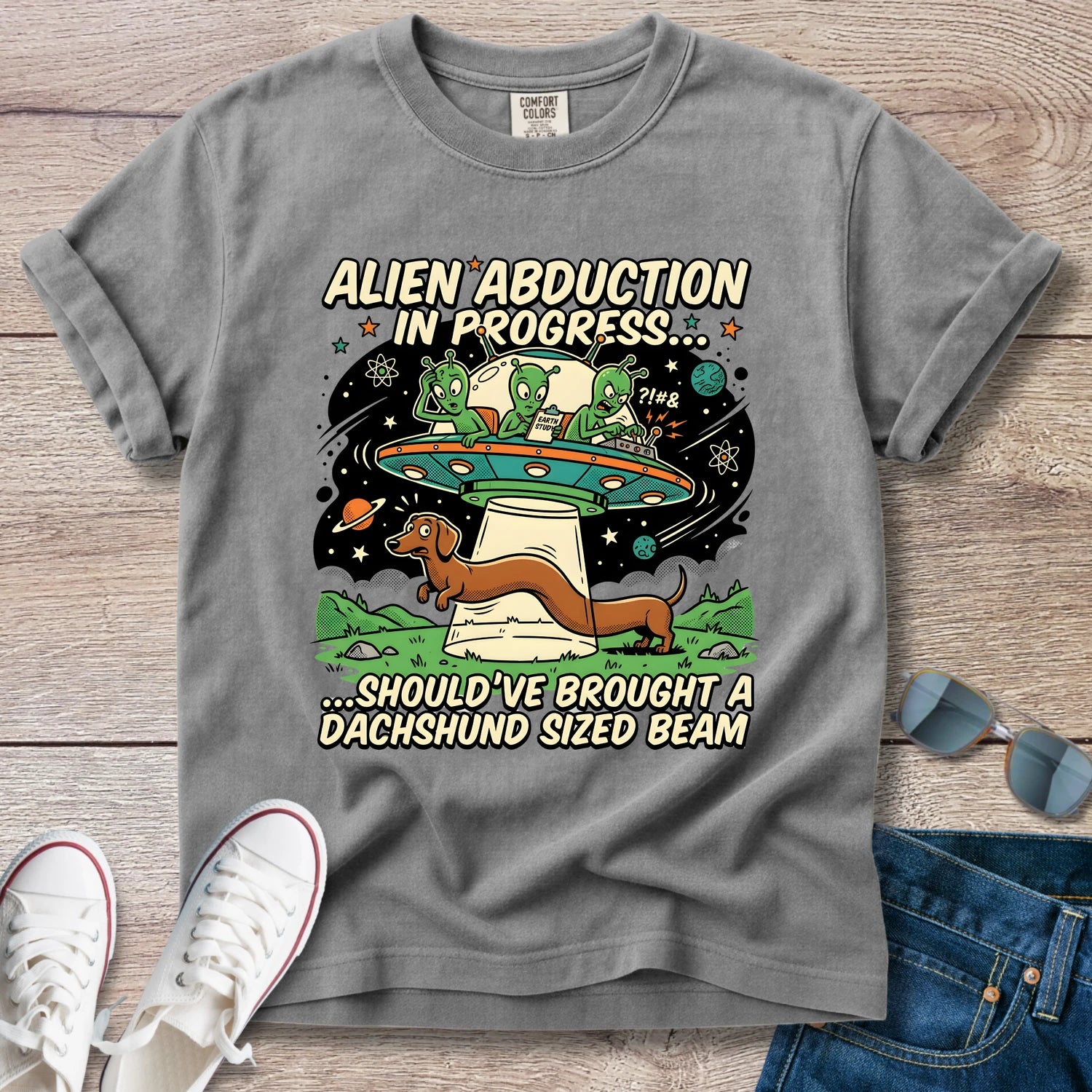 Alien Abduction Dachshund Style T-Shirt