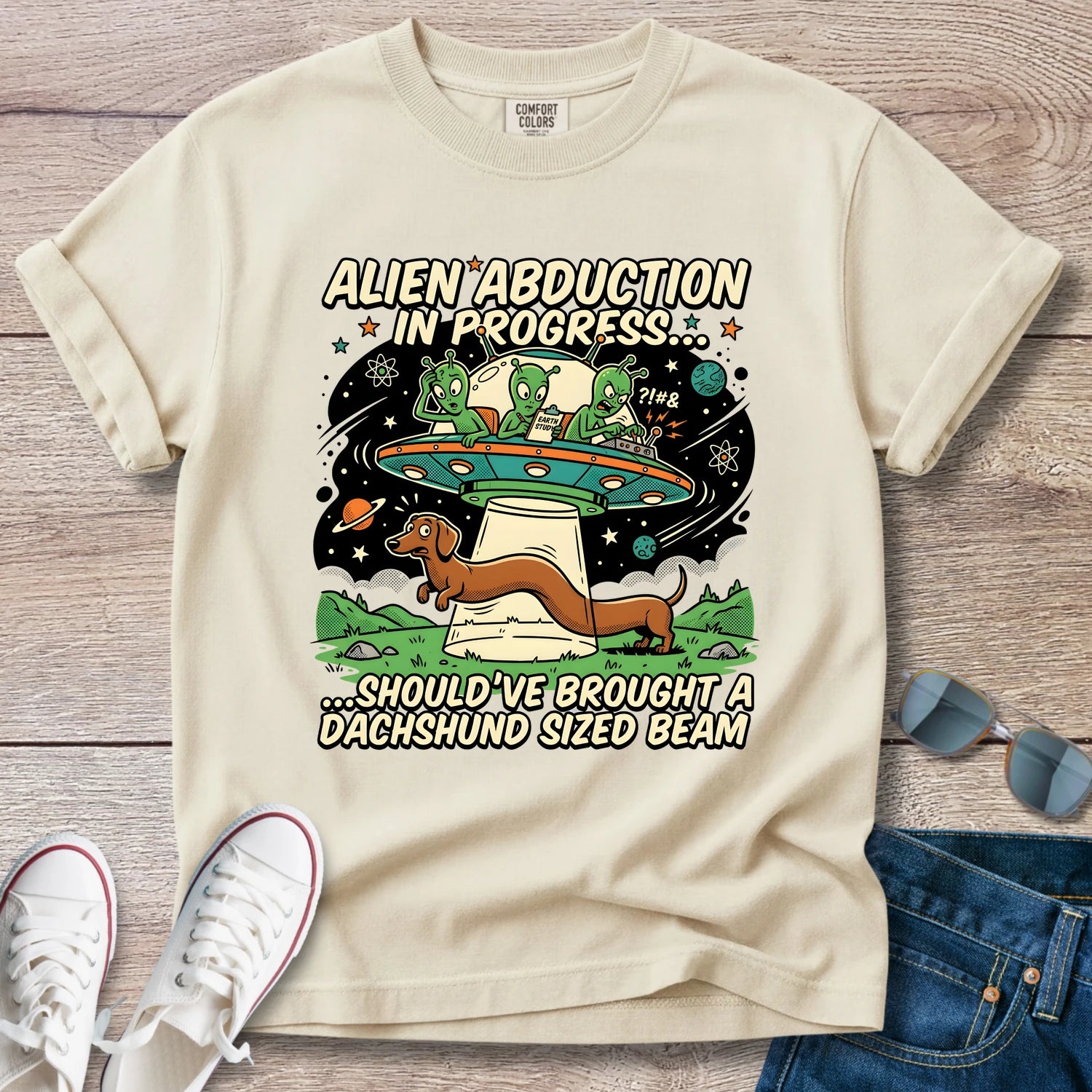 Alien Abduction Dachshund Style T-Shirt