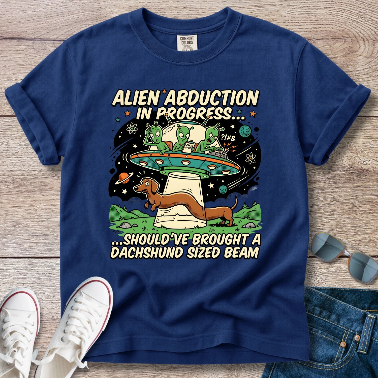 Alien Abduction Dachshund Style T-Shirt
