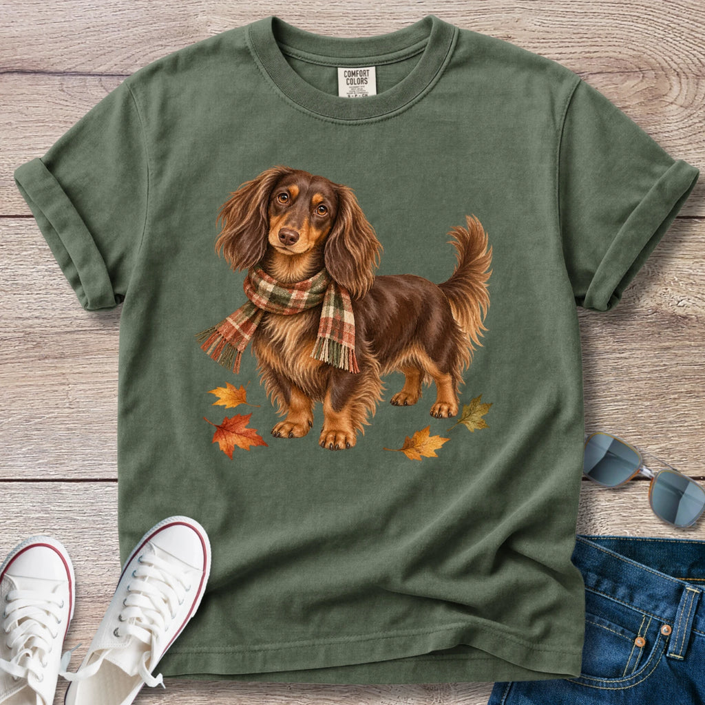Autumn Plaid Longhaired Dachshund T-Shirt