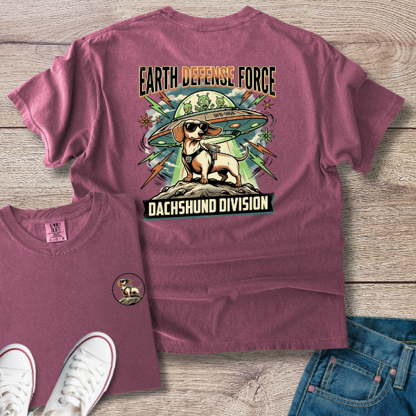 Dachshund Division T‑Shirt — "Earth Defense Force"