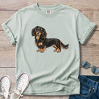 Black & Tan Longhaired Dachshund – Doxie Portrait T-Shirt