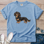 Black & Tan Longhaired Dachshund – Doxie Portrait T-Shirt