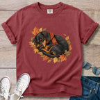 Black and Tan Dachshund Autumn Nap T-Shirt
