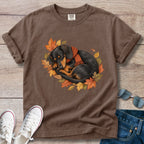 Black and Tan Dachshund Autumn Nap T-Shirt