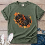 Black and Tan Dachshund Autumn Nap T-Shirt
