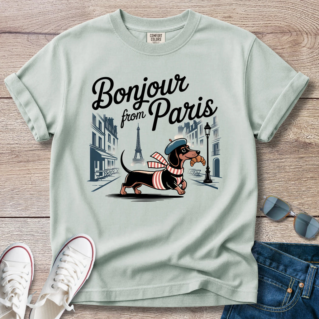 Bonjour from Paris Dachshund T-Shirt