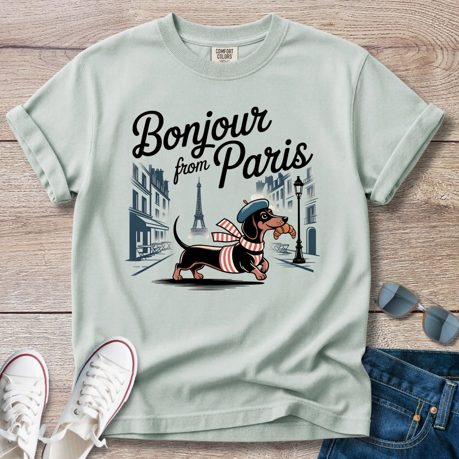 Bonjour from Paris Dachshund T-Shirt