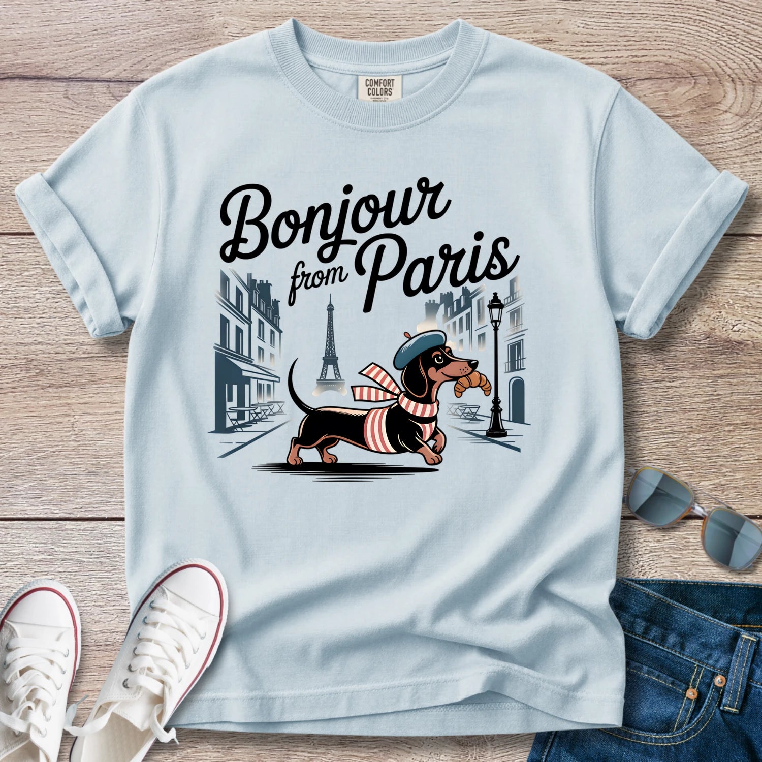 Bonjour from Paris Dachshund T-Shirt