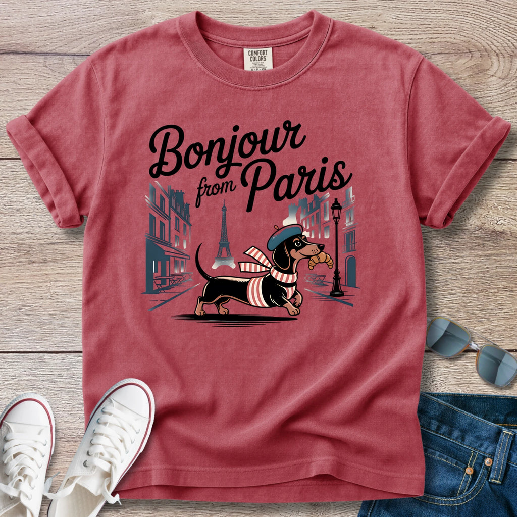 Bonjour from Paris Dachshund T-Shirt