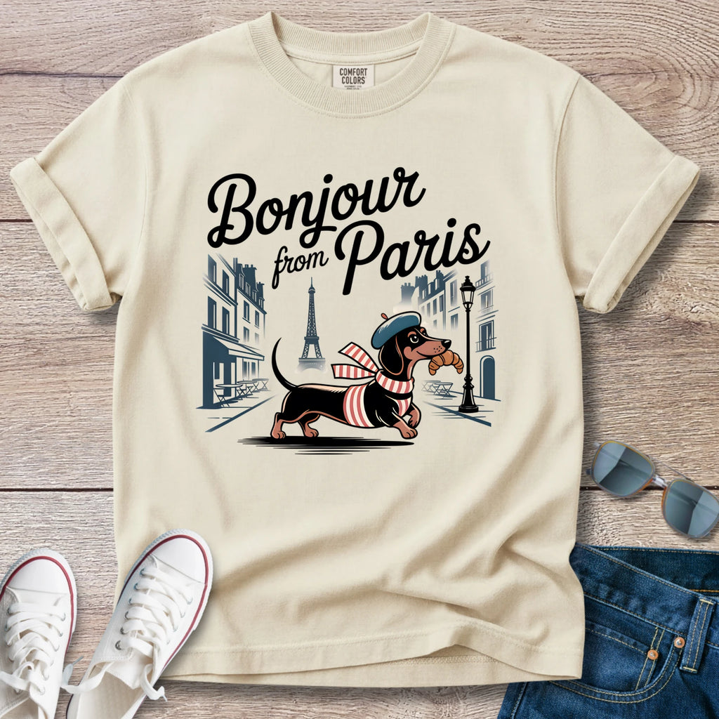 Bonjour from Paris Dachshund T-Shirt