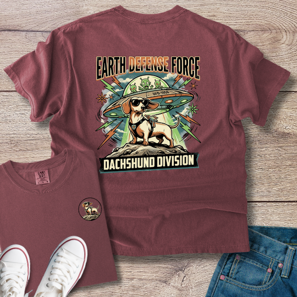 Dachshund Division T‑Shirt — "Earth Defense Force"
