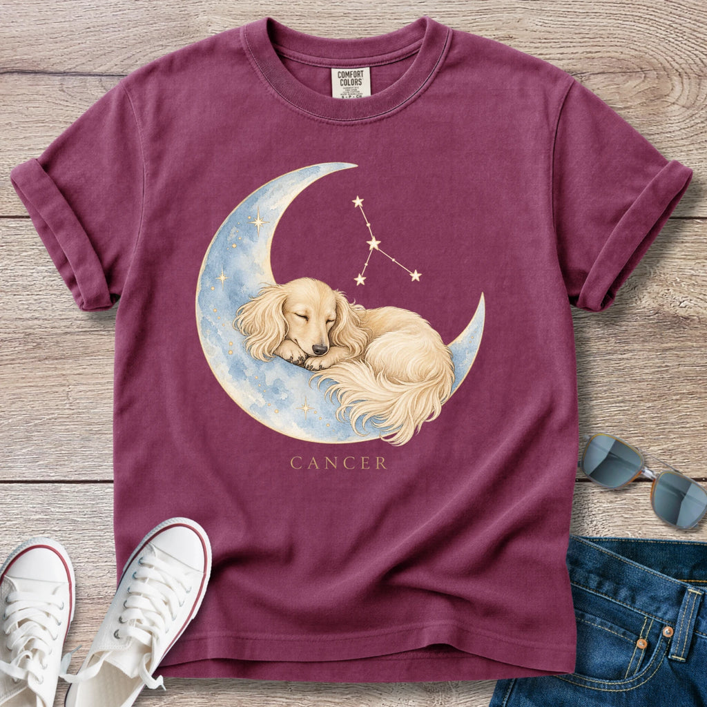 Cancer Zodiac Longhaired Dachshund T-shirt