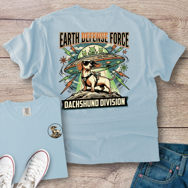 Dachshund Division T‑Shirt — "Earth Defense Force"