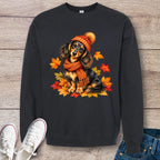 Cozy Autumn Longhaired Dachshund Sweatshirt