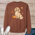 Cream Longhaired Dachshund Pumpkin Fall Crewneck Sweatshirt