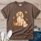 Cream Longhaired Dachshund Pumpkin Fall T-Shirt