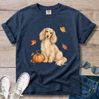 Cream Longhaired Dachshund Pumpkin Fall T-Shirt