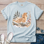 Cream Longhaired Dachshund Snowy Hikes T-Shirt