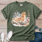 Cream Longhaired Dachshund Snowy Hikes T-Shirt