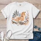 Cream Longhaired Dachshund Snowy Hikes T-Shirt