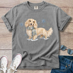 Cream Longhaired Dachshund Winter Scarf T-Shirt