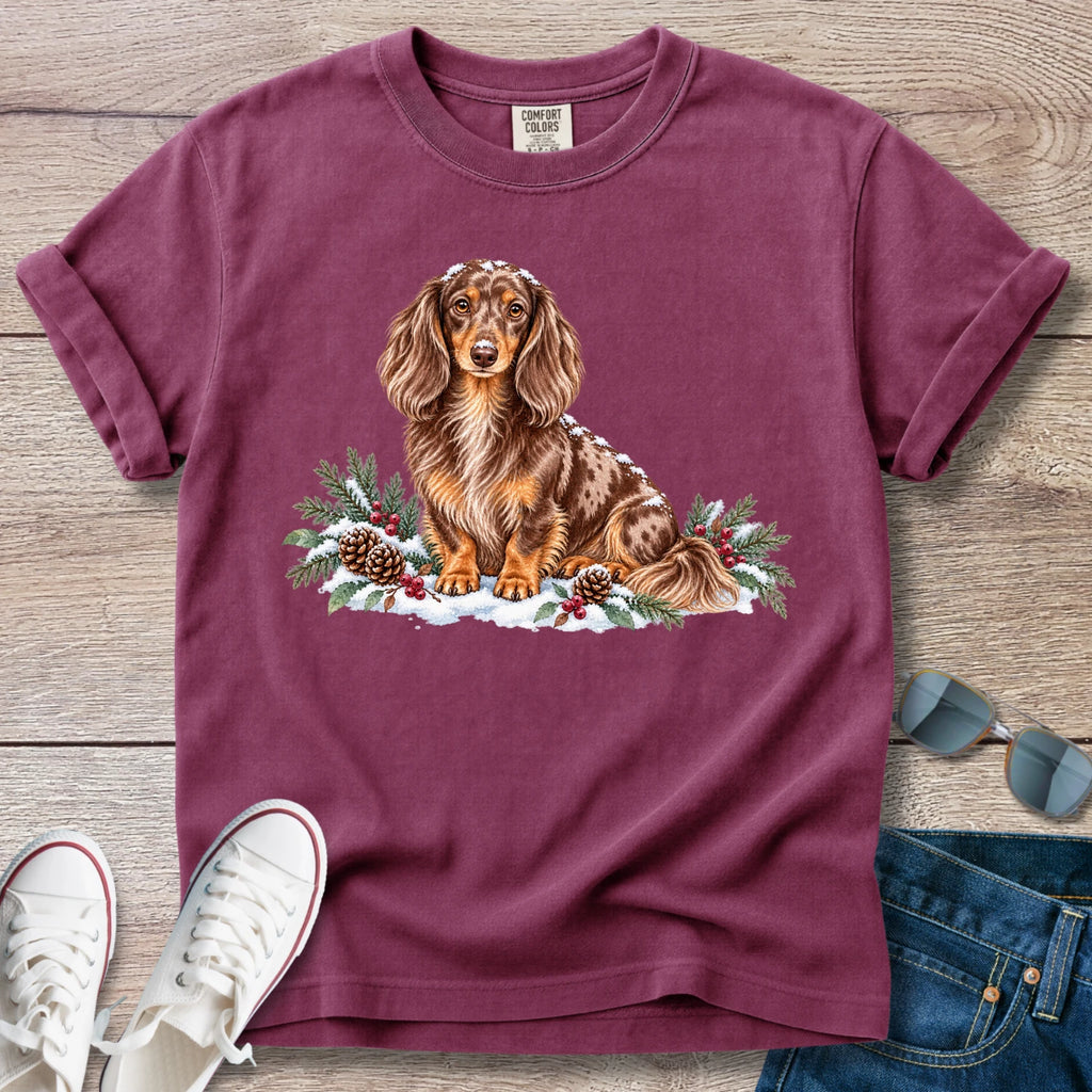 Snowy Days Chocolate Dapple Dachshund T-Shirt