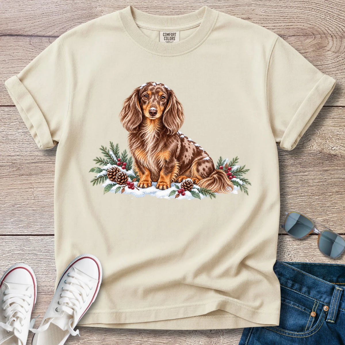 Snowy Days Chocolate Dapple Dachshund T-Shirt