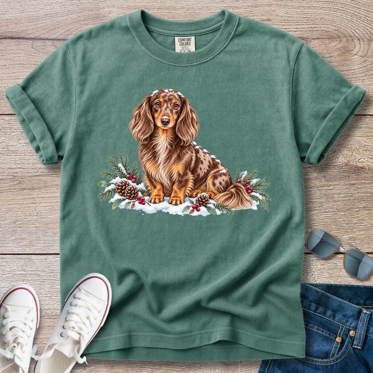 Snowy Days Chocolate Dapple Dachshund T-Shirt