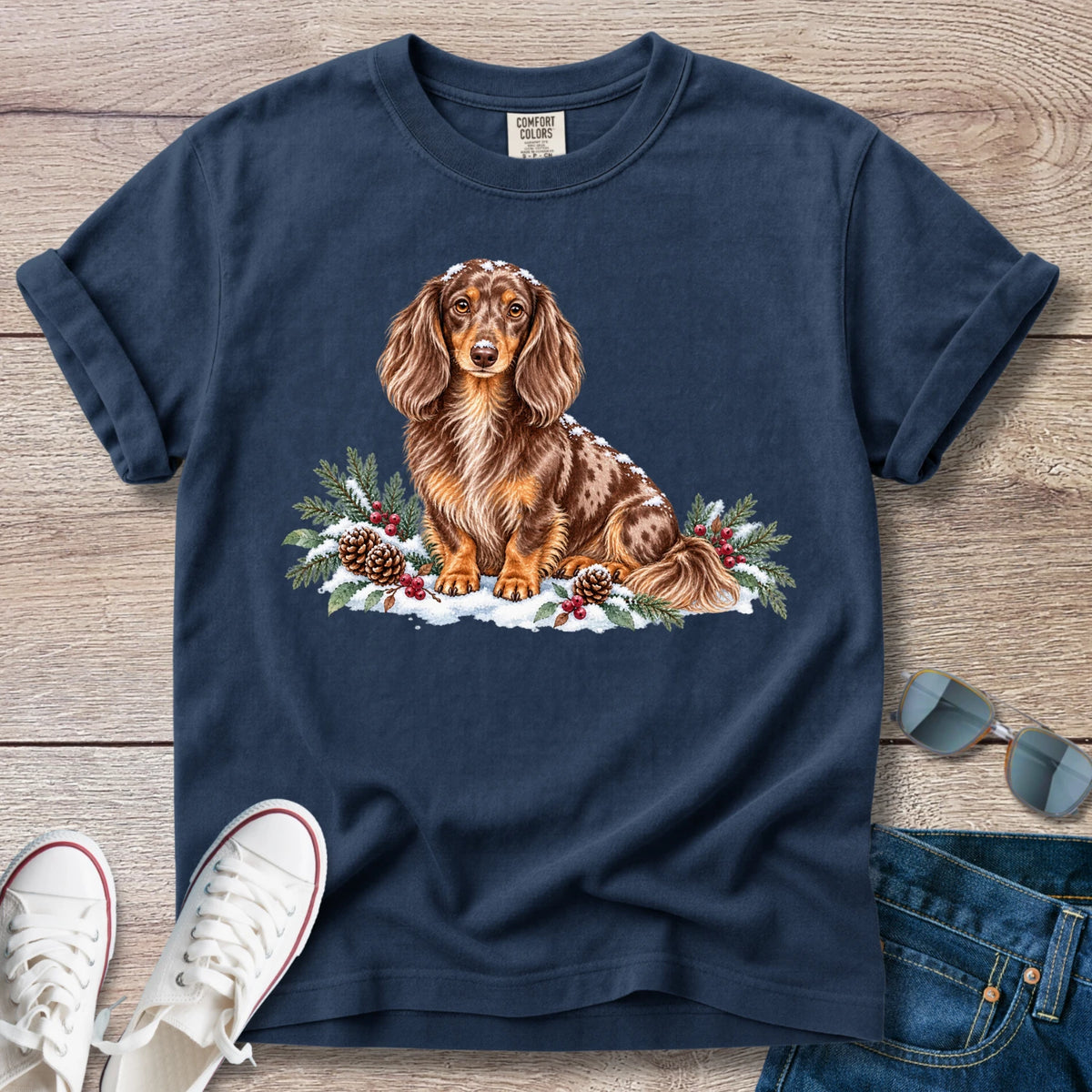 Snowy Days Chocolate Dapple Dachshund T-Shirt