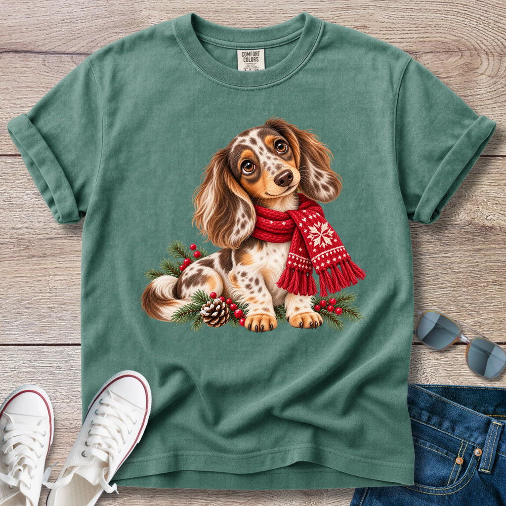 Chocolate Dapple Dachshund Christmas T-Shirt