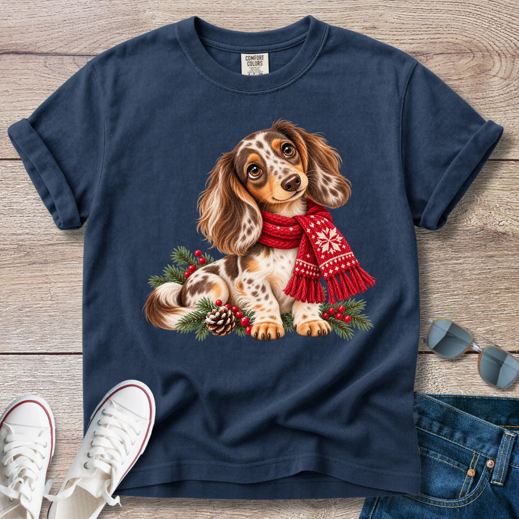 Chocolate Dapple Dachshund Christmas T-Shirt