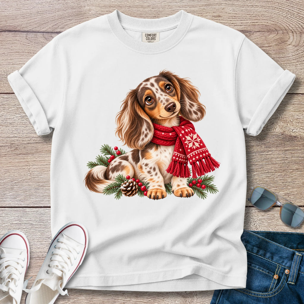 Chocolate Dapple Dachshund Christmas T-Shirt
