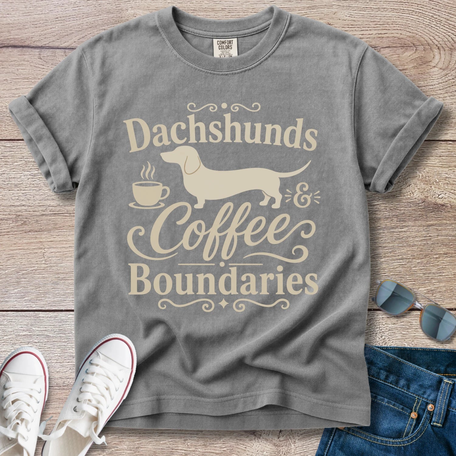 Dachshunds, Coffee and Boundaries Doxie T-Shirt