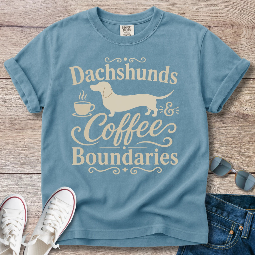 Dachshunds, Coffee and Boundaries Doxie T-Shirt